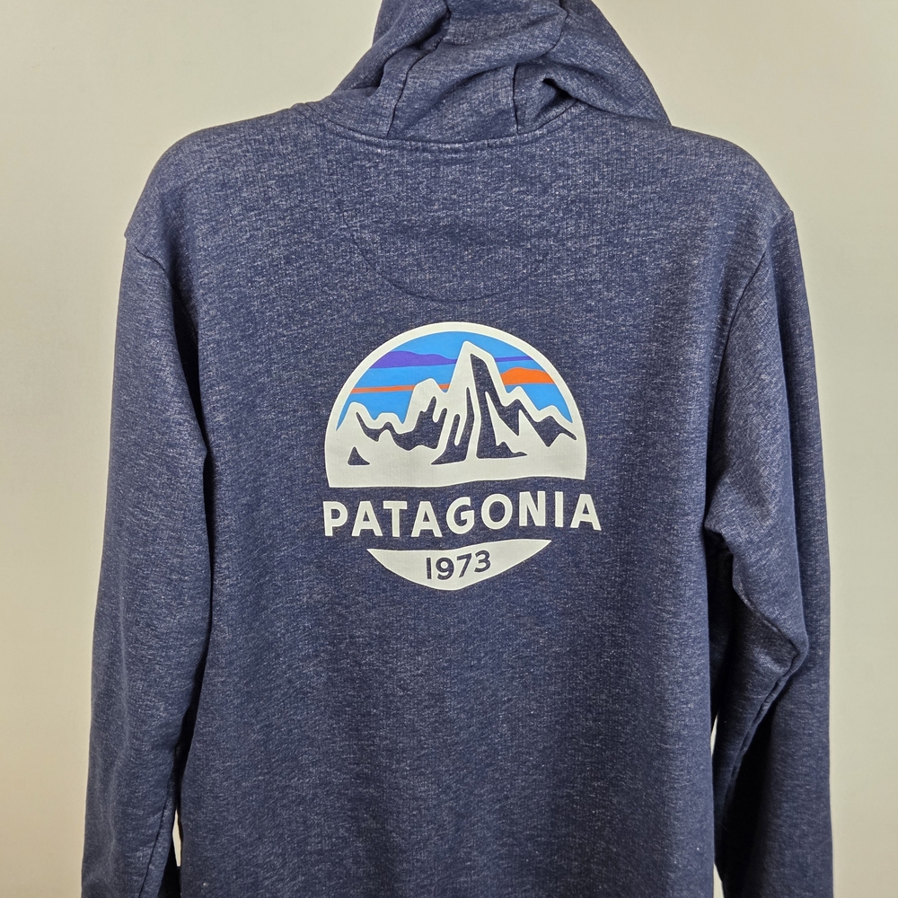 Patagonia French Terry Hoodie Mens XL Blue Full Zip Logo Graphic Sweatshirt - Picture 5 of 7